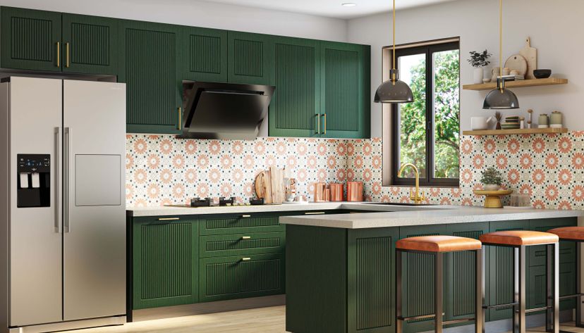 U-Shaped Design Kitchen with Modern Prato Fresco Cabinets and Quartz ...