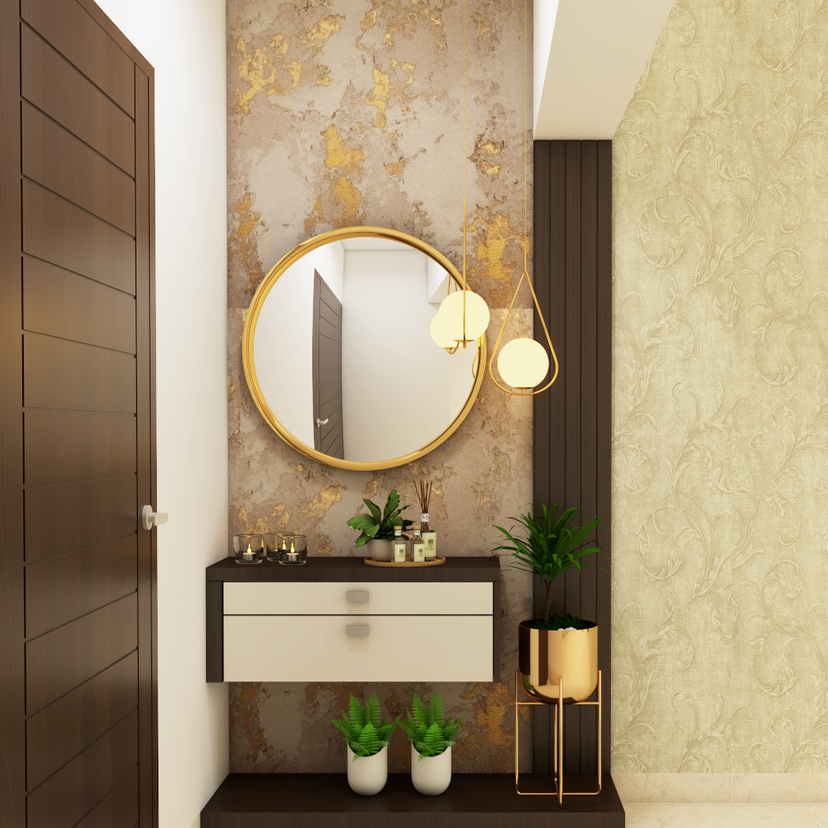 Contemporary Compact Foyer Design With Indoor Plants | Livspace