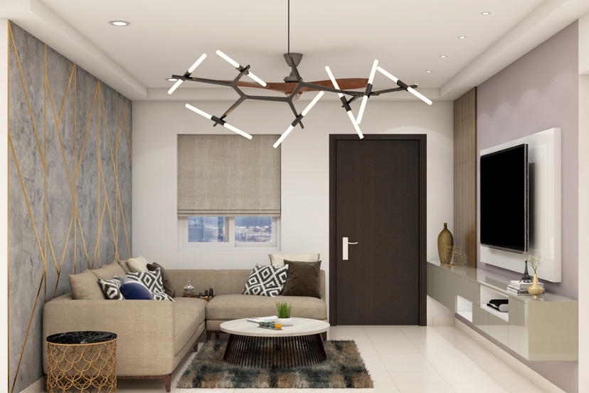 Convenient Contemporary Themed Spacious Living Room Design | Livspace