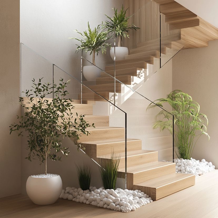 Functional Scandinavian Wooden Staircase Design with Elegant 2 Quarter ...