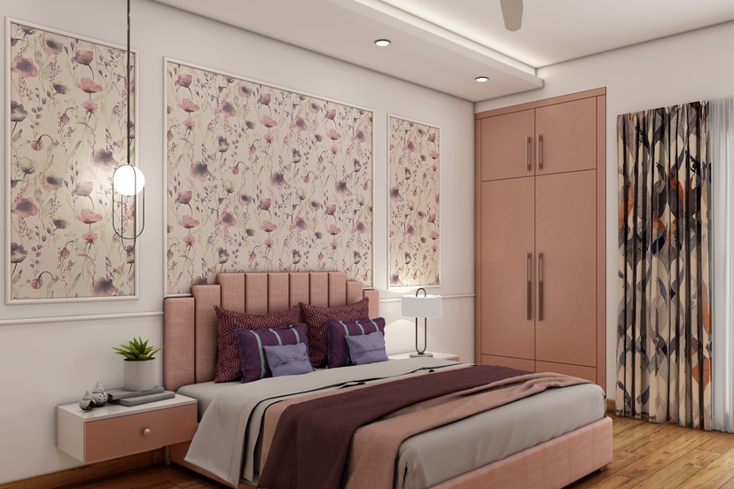 Shabby Chic Spacious Master Bedroom Interior Design with Floral ...