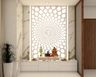 Backlighting Modern Spacious Pooja Room Design with Partition - Livspace