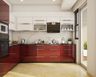 Compact Kitchen With Red Cabinets - Livspace