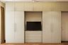 Hinged Modern Wardrobe Design with Drawers and Media Section - Livspace