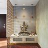 Semi-Open Pooja Room With Stylish Interiors - Livspace