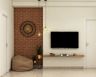 Modern TV Unit With Brick Wall - Livspace