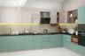 Spacious Green Kitchen Design - Livspace