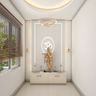 Modern White Pooja Room Design - Livspace