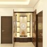 Wooden Multi-Functional Modern Spacious Pooja Room Design - Livspace