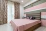 11x11 Ft Girls Room Design With Striped Wallpaper - Livspace