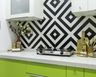 Dual-Toned Chevron Kitchen Tile Design - Livspace