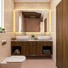 Pink And Beige Gloosy Bathroom Tiles - Livspace