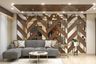 Wood And Mirror Wall Design For Living Rooms - Livspace