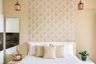 Beige Damask Wallpaper For Bedrooms - Livspace