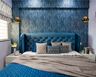Dark Blue Bedroom Wallpaper Design - Livspace