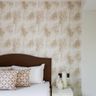 Beige Tree-Themed Bedroom Wallpaper - Livspace
