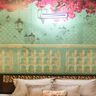 Vibrant Green And Pink Bedroom Wallpaper - Livspace