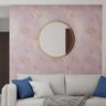 Pink Living Room Wallpaper With Golden Details - Livspace