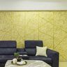 Warm-Toned Living Room Wallpaper - Livspace