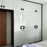 Bedroom Swing Wardrobe Design with Glossy White Panels