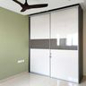 2-Door Floor-to-Ceiling Sliding Wardrobe Design Featuring Champagne and Grey Finish