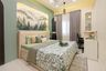 Contemporary Guest Bedroom Design with Arched Forest Feature Wall