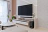 TV Unit Design with Floating Console and 3D Panel Backdrop