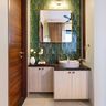 Green Rectangle Porcelain Bathroom Tile Design with Art Deco Patterns