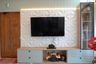 TV Unit Design with Floating Shelves and 3D Wall Panel