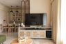 TV Unit Design With Cane and Cream Cabinetry