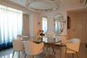 Dining Room Design Cream Chairs and Marble-Top Table