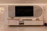 White TV Unit Design with Suede Finish Laminate