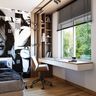 Sleek Wooden Home Office Design - Livspace
