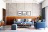 Brown And Grey Living Room Wall Design - Livspace