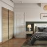 Beige 2-Door Sliding Wardrobe Design For Bedroom - Livspace
