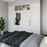 7-Door White Wardrobe Design With An Inbuilt Mirror - Livspace
