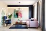 Living Room Design With A Pink Sectional Sofa - Livspace