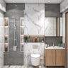 Bathroom Design With Quartz Vanity and Pattern Tiles
