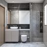 Bathroom Design With Floating Vanity and Grey Marble