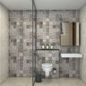 Bathroom Design with Patterned Accent Wall