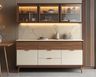 White and Bronze Crockery Unit with Glass Cabinets