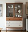 Crockery Unit Design in  Walnut and White with Glass Storage