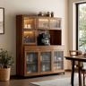 Crockery Unit Design in Walnut Bronze with Cabinets and Drawers