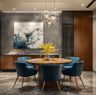 Dining Room Design with Velvet Chairs and Marble Flooring
