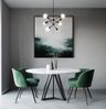 Dining Room Design with Round Marble Table and Velvet Chairs
