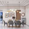 6-Seater Dining Room Design with Oval Marble Dining Table