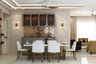Dining Room Design with Marble Table and Cream Chairs