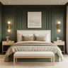 Guest Bedroom Design with Olive Green Accent Wall