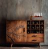 Home Bar Design With Open Wooden Storage and Suede Finish