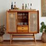 Home Bar Design with Glassware Shelf and Storage Cabinets
